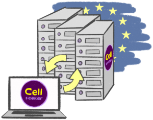 Laptop with Cellseeker communicates with european servers