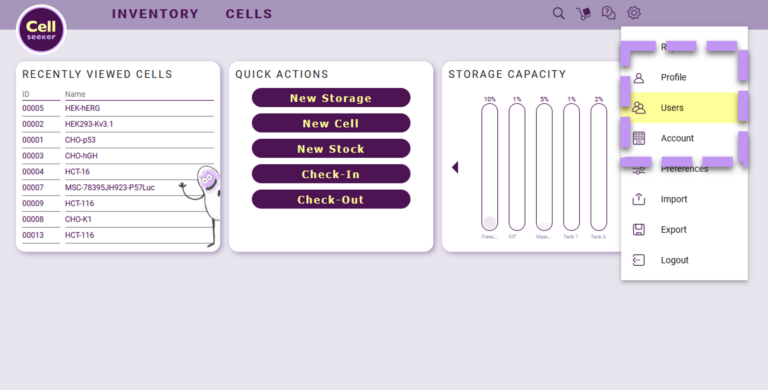 screenshot of users in the settings