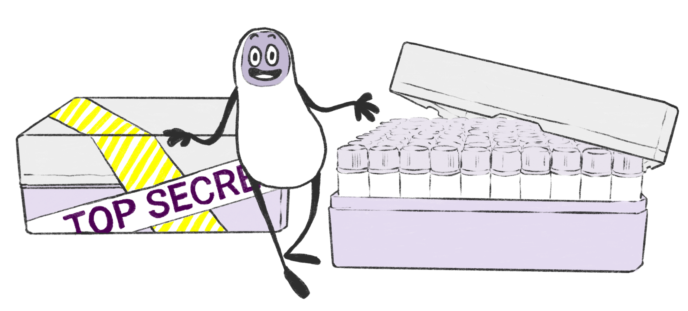 Celly the Cellbuddy with two cryo boxes, one open and one closed